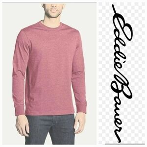 NWT Eddie Bauer Men's Legend Heather Burgundy Long Sleeve Tee ~XL